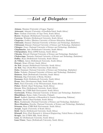 —List of Delegates — - ORSSA