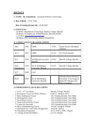 BIO DATA - bareilly college , bareilly