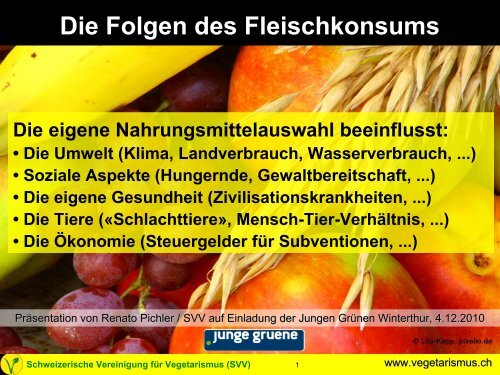PrÃ¤sentation - Schweizerische Vereinigung fÃ¼r Vegetarismus