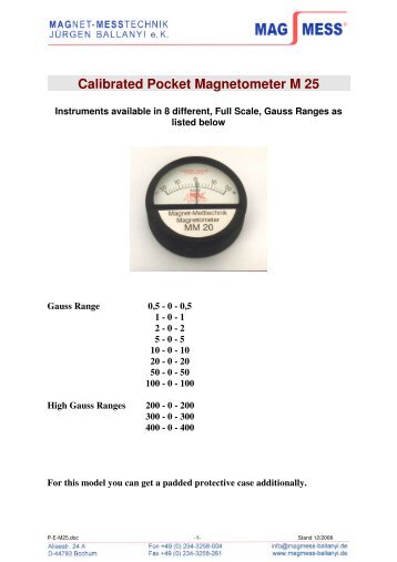 Calibrated Pocket Magnetometer M 25