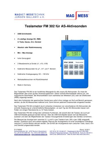 Teslameter FM 302 für AS-Aktivsonden