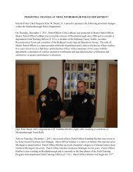 PERSONNEL CHANGES AT MOULTONBOROUGH POLICE ...