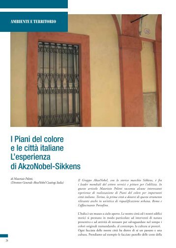 I Piani del colore e le cittÃ  italiane L'esperienza di AkzoNobel-Sikkens