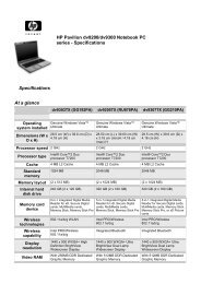 HP Pavilion dv9200/dv9300 Notebook PC series - Specifications ...