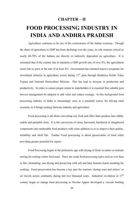chapter â ii food processing industry in india and andhra pradesh