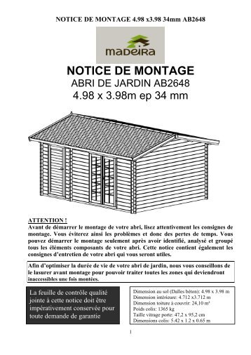NOTICE DE MONTAGE 4.98 x3.98 34mm AB2648 - Habitat et jardin ...
