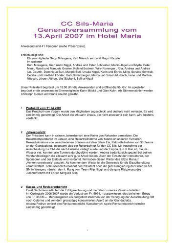 Clubinformationen_files/2007 GV Protokoll.pdf - Curling-silsmaria.ch