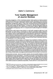 Total Quality Management of Journal Reviews - MIS Quarterly