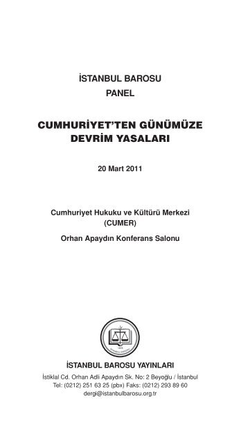 Cumhuriyet'ten GÃ¼nÃ¼mÃ¼ze Devrim YasalarÄ± - Ä°stanbul Barosu