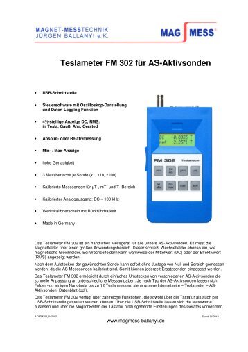 Teslameter FM 302 für AS-Aktivsonden