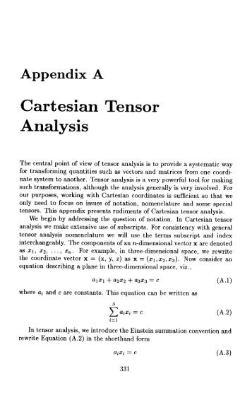 Cartesian Tensor Analysis