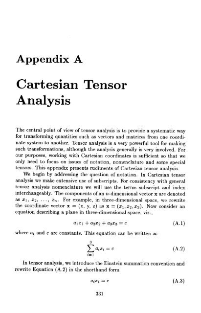 Cartesian Tensor Analysis