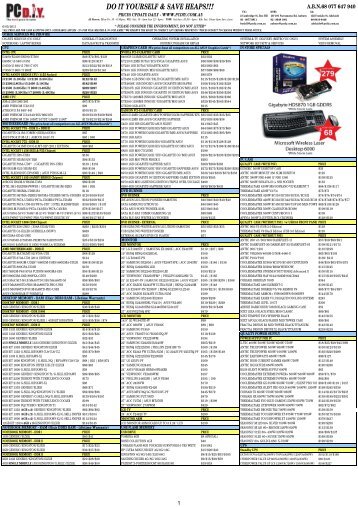 System Components Price List (In-Store ONLY)