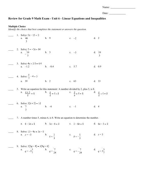 Solving Equations Grade 9 Math Tessshebaylo