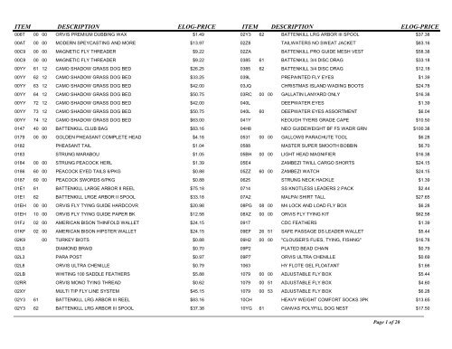 Orvis Fly Fishing Tackle Price Guide for Endorsed Members