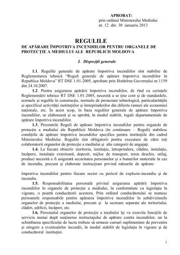 Regulile de apÄrare Ã®mpotriva incendiilor a Ministerului Mediului