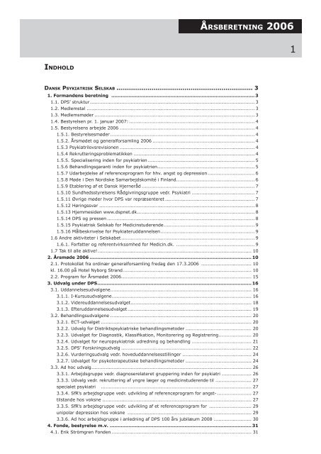 Ãrsberetning 2006 - Dansk Psykiatrisk Selskab
