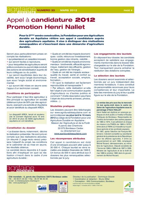 gritaine Dossier nÂ°33 - Chambre RÃ©gionale d'Agriculture Aquitaine