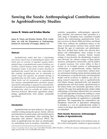 Sowing the Seeds: Anthropological Contributions to Agrobiodiversity ...