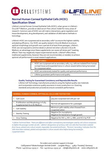 Data Sheet - CellSystems Biotechnologie Vertrieb GmbH