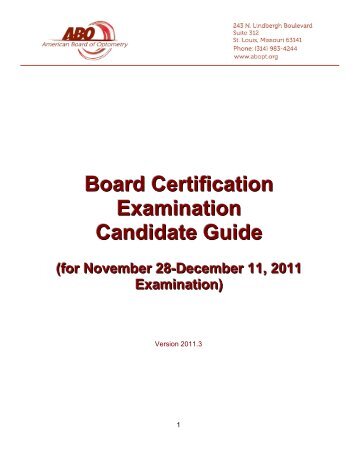 Board Certification Examination Candidate Guide - CECity