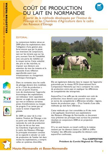 CoÃ»t de production du lait en Normandie - Chambre rÃ©gionale d ...