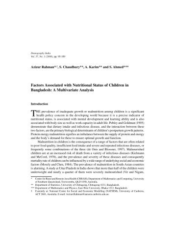 Factors Associated with Nutritional Status of Children in Bangladesh ...