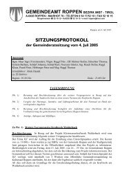 gemeindeamt roppen bezirk imst - tirol sitzungsprotokoll