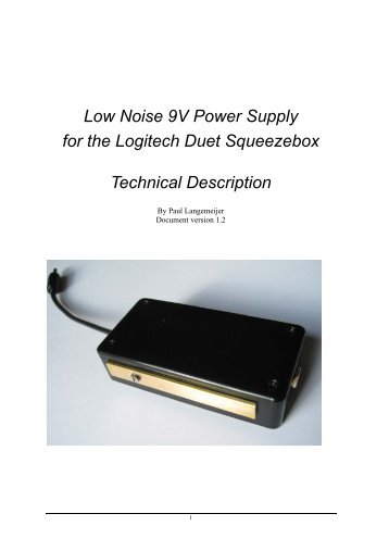Low Noise 9V Power Supply for the Logitech Duet Squeezebox ...