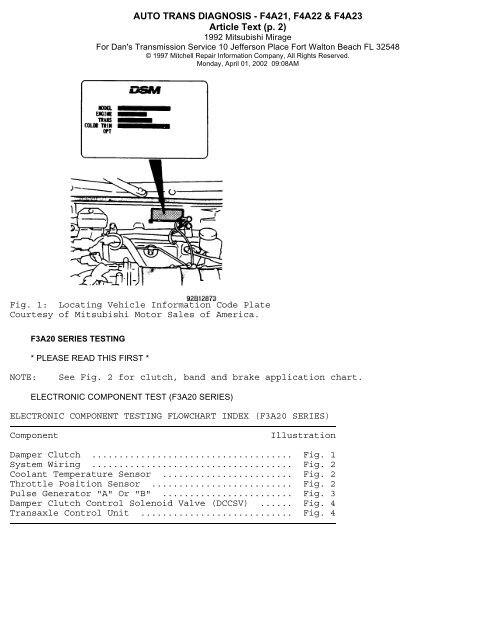 AUTO TRANS DIAGNOSIS - F4A21, F4A22 & F4A23 Article ... - Webs