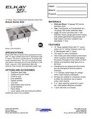 Deluxe Series Sink SPECIFICATIONS: OPTIONS ... - KCL Cutsheets