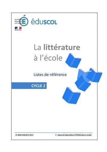 La littÃ©rature Ã  l'Ã©cole - Listes de rÃ©fÃ©rence - Cycle 2