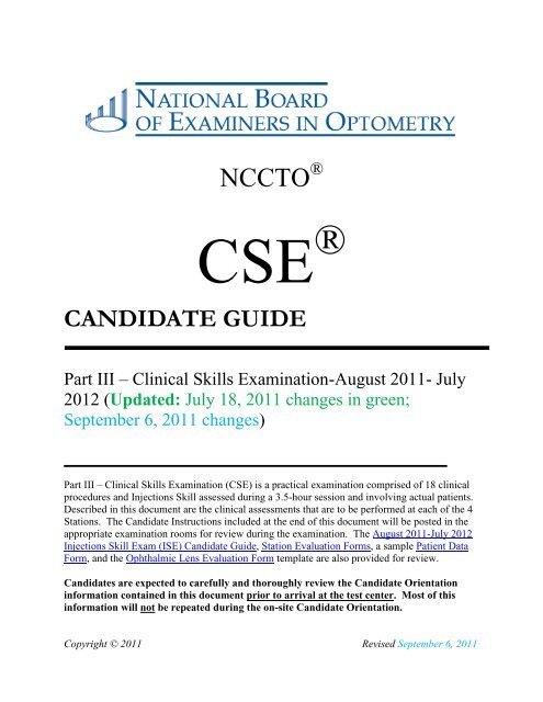 Clinical Skills - National Board of Examiners in Optometry