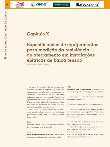 Especificações de equipamentos para medição da resistência de ...