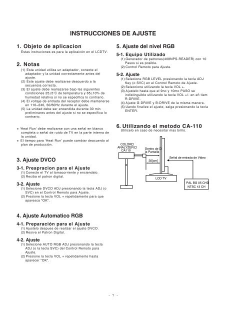 INSTRUCCIONES DE AJUSTE - Sharatronica