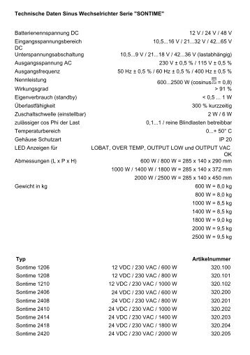 FEGmbH - DC-AC Wandler - sontime.de