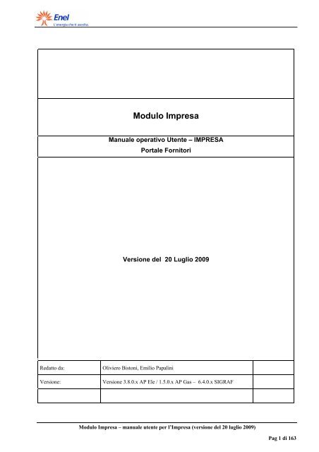 Modulo Impresa - Fornitori - Enel