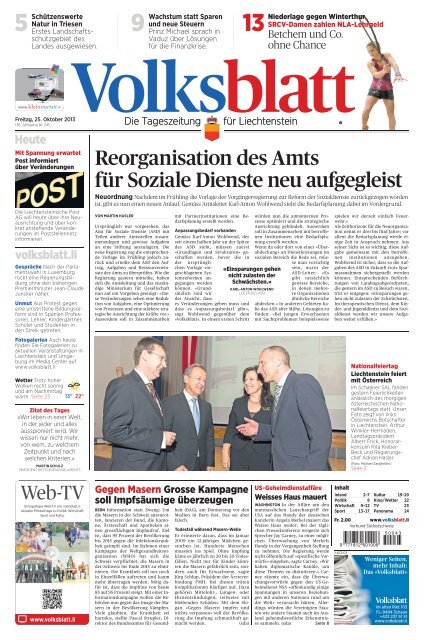 Liechtensteiner Volksblatt, 25. Oktober 2013