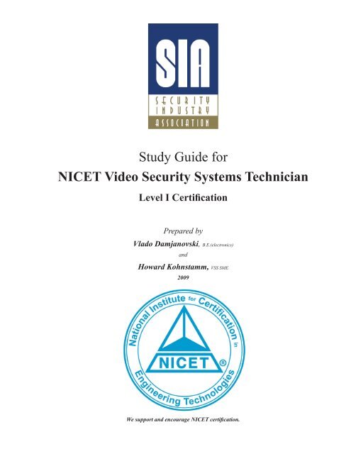 Video Security SyStemS Technician - Security Industry Association