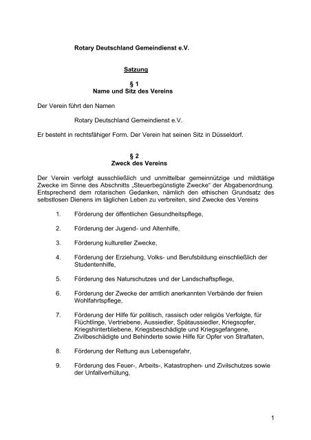 1 Rotary Deutschland Gemeindienst e.V. Satzung Â§ 1 Name und ...