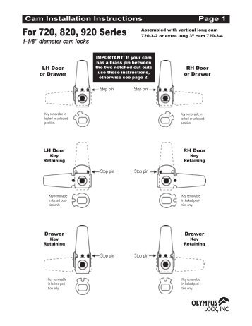 720, 820, 920 Cam Assembly Install - Olympus Lock