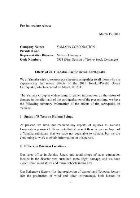 Effects of 2011 Tohoku–Pacific Ocean Earthquake