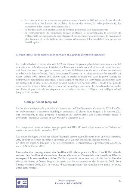 Dossier de presse - Conseil général du Calvados