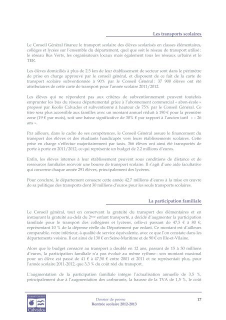 Dossier de presse - Conseil général du Calvados