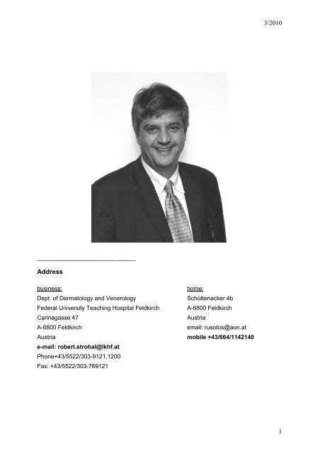 CURRICULUM VITAE Robert Strohal, MD - EWMA