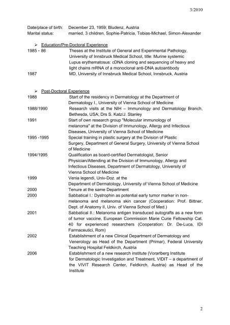 CURRICULUM VITAE Robert Strohal, MD - EWMA