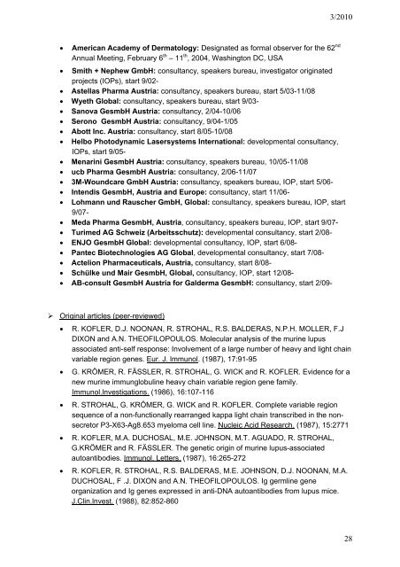 CURRICULUM VITAE Robert Strohal, MD - EWMA