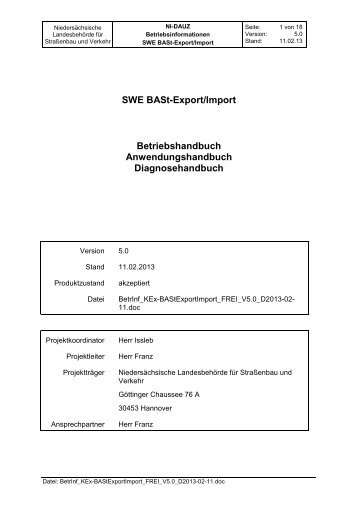 Betriebsinformationen SWE BASt-Band - NERZ eV