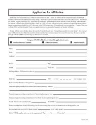 Application for Affiliation - NAPFA