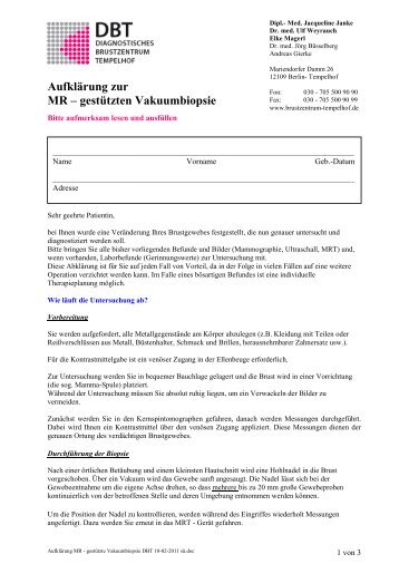 MR-gestützte Vakuumbiopsie - Diagnostisches Brustzentrum ...